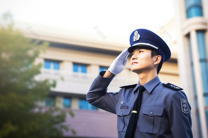 穿着工作服的帅气保安户外巡逻,高清,摄影图,摄影图片,图片大全,摄影图免费下载